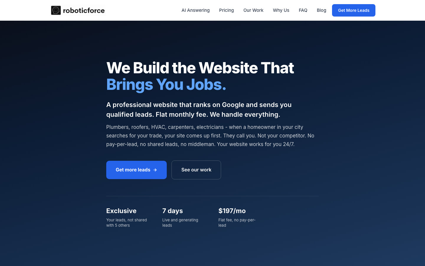 AI-rebuilt roboticforce.io homepage after MigrateKit verification